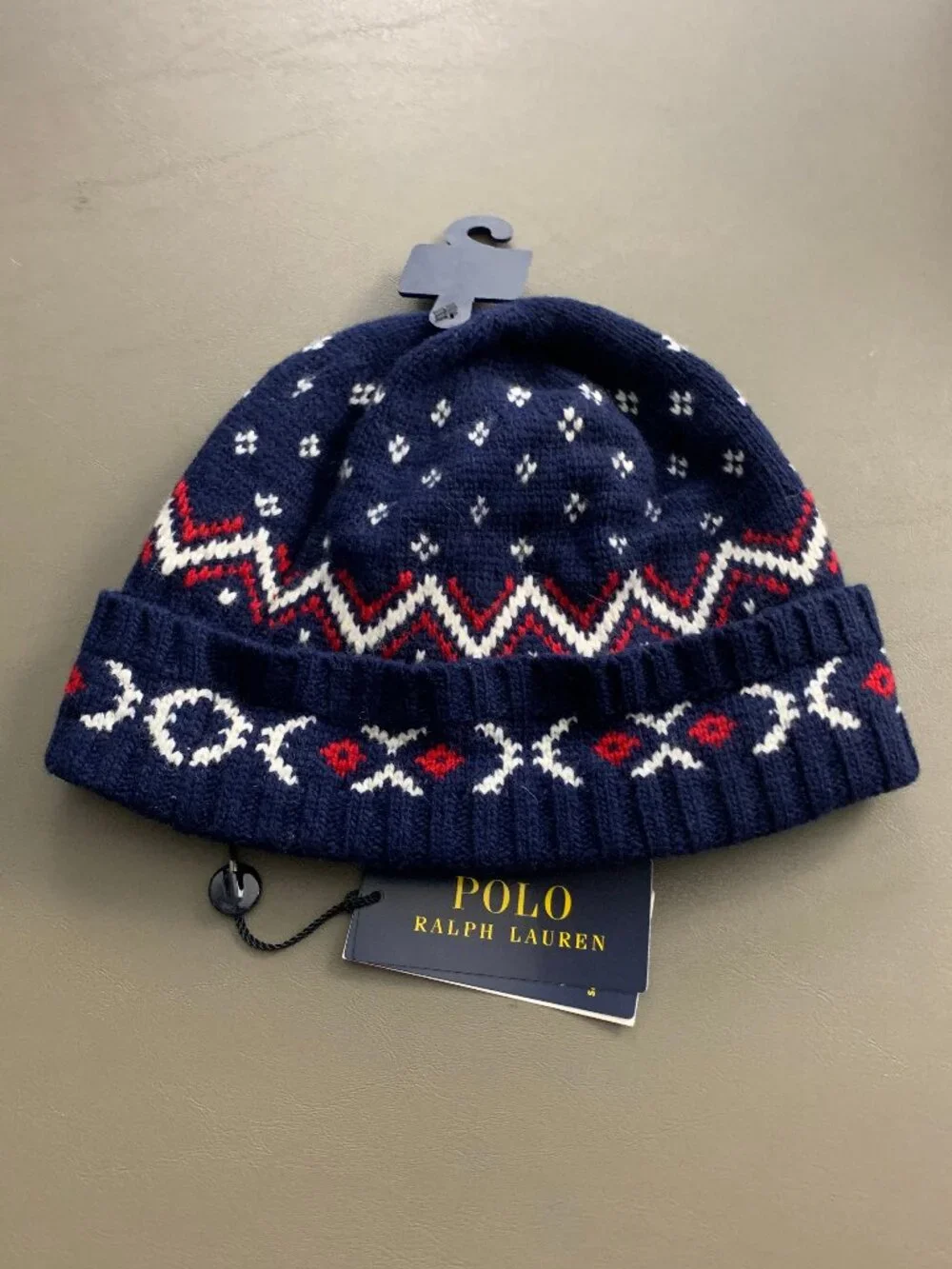 Polo Ralph Lauren Men's Wool Blend Holiday Bear Beanie Hat, Nay Blue, One Size
